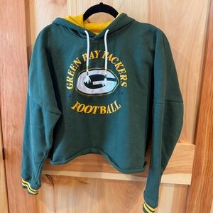 NFL Green Bay Packers Crop Hoodie in Green and Yellow